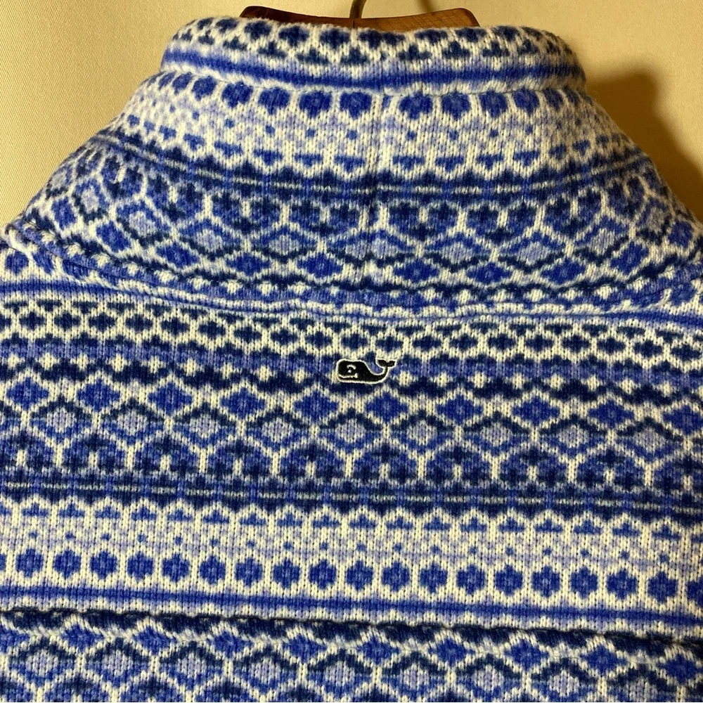 Vineyard Vines FairIsle Pullover Sweater Drawstring Funnel Neck Pockets Sz S - Picture 6 of 11